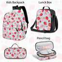 Strawberry Kids Backpack for School Boys, 3PCS Teen Boy Backpack with Lunch Box & Pencil Pouch Set, Shoulders Travel Daypack Lightweight School Bag Bookbag Set for Kindergarten Primary Middle School