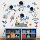 decalmile Outer Space Astronaut Wall Decals Rocket Universe Space Planets Wall Stickers Baby Nursery Boys Bedroom Playroom Wall Decor