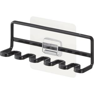 Yamazaki Home Tower Self Adhesive Toothbrush Holder Caddy, Wall Or Sink Mounted Electric Toothbrush Organizer - Steel (One Size, Black)