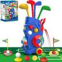Letapapa Toddler Golf Set, Upgraded Kids Golf Clubs with Putting Mat, Toys for Boys 3 4 5+ Years Old, Indoor Outdoor Sports Golf Toys with 4 Clubs, 8 Balls, 2 Practice Holes, Shoulder Strap, 20 PCS