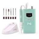 M GEM Drill for Nails - Professional Brushless 35k RPM Nail Drill Rechargeable E-File - 3 Adjustable RPM Zones, Forward/Reverse, Long Battery Life - Salon-Grade Nail Care Tool (Teal)
