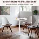 Round Dining Table 27.5" White Tulip Table with Pedestal Base for 2-4 People Small Space - Kitchen Living Room Cafe