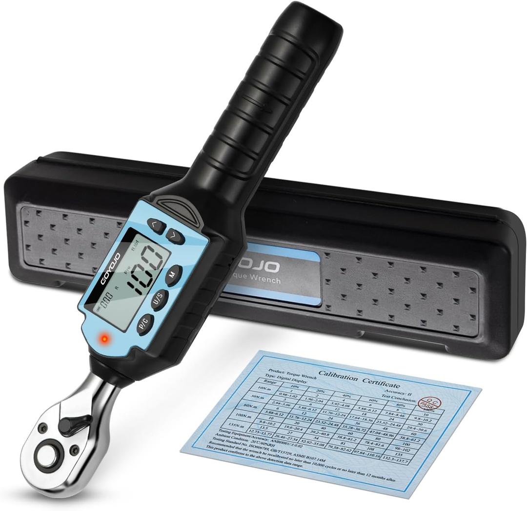 GOYOJO 1/2 Inch Digital Torque Wrench 7.37-73.76 ft-lb/10-100Nm High-Precision Professional Tool for Auto Repair, Motorcycle Maintenance, and DIY Projects 2% Accuracy