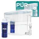 PUR PLUS 30-Cup Water Filter Dispenser with 1 Lead-Reducing PUR PLUS Filter, Dishwasher Safe, Powerful Filtration, Large Capacity with Slim, Space-Saving Design, White (DS1811Z)