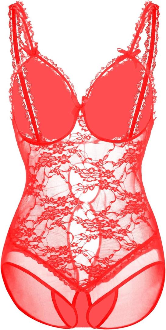 Women Sexy Lingerie Nightwear - One-Piece Bodysuit Nightie Plus Size, Black