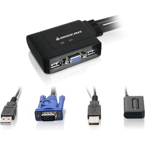 IOGEAR 2-Port USB VGA Cabled KVM Switch - 2048 x 1536 - Remote Button Switch - Plug n Play - PC, MAC, SUN - GCS22U