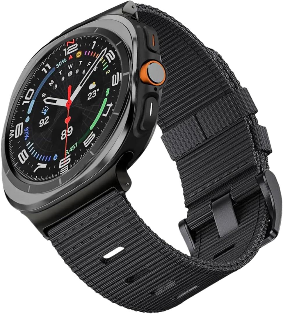 Compatible for Samsung Galaxy Watch 8 Band 40mm 44mm/Galaxy Watch 8 Classic 46mm,Pro Tactical Camouflage Rugged One Click No Gap Nylon Bands Accessories Compatible for Galaxy Watch 8 Band for Men Women