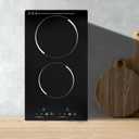 2 Burners Electric Cooktop, Vertical Electric Stove Induction w/ 9 Power Levels, 1500W Built-in & Countertop Electric Ceramic Cooktop w/Timer, LED Touch Screen