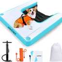 VOFiTNY Dog Boat Ramp Puppy Docks Water Plank Inflatable Floating Ladder Protable Pup Ramp for Pool Lake Up to 30 Pounds Easy for Small Dogs (Cyan)