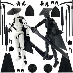 SANSGOUP Titan 13 Action Figure Set (Assembly Completed), 3D Printed Multi-Jointed Movable T13 Lucky13 Dummy Mobile Robot, Nova 13 Action Figures Desktop Decorations for Game Lovers Toy (White/Black)