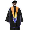 GraduationMall Graduation Doctoral Hood for Nursing PhD Degree Deluxe Doctorate Academic Hood With Gold Piping (Apricot Royal White) (Blue)