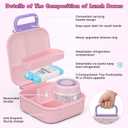 Bento Lunch Box for Kids with 7oz Soup Thermo,Insulated Stainless Steel Kids Water Bottle with Straw and Insulated Lunch Bag,Leak-Proof Lunch Food Container with Ice Pack for School (Pink-Horse)