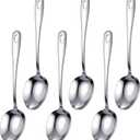 6 Piece Stainless Steel Buffet Serving Spoon 10 Inch Large Spoon Dishwasher Safe Metal Spoons Serving Utensils for Parties Kitchen Buffet Catering