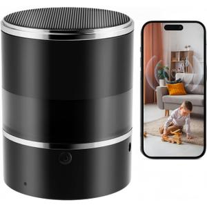 Security Camera Motion Activated with Bluetooth Speaker, 270 Viewing Angle, Dome Cams with Phone App, Hd 1080P, Wireless WiFi Nanny Cam for Home Offices Store(2.4G /5G) (Black)
