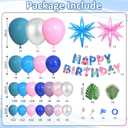 Ouddy Life 160Pcs Pink and Blue Balloons Arch Kit Purple Metallic Silver Star Foil Balloon Happy Birthday Banner Palm Leaves for Birthday Hawaii Tropical Summer Baby Shower Cartoon Party Decorations