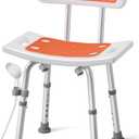 Adjustable Shower Stool for Inside Shower, Padded Non-Slip Seat with Back
