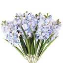 IPOPU 6PCS Blue Hyacinth Artificial Flowers Faux Snapdragon Flowers Real Touch Fake Bouquet with Stems for Home Wedding Dining Table Party Garden Decoration(Blue)