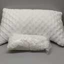 Cooling Side Sleeper Pillow for Neck and Shoulder Pain, Luxury Shredded Memory Foam Curved Bed Pillows for Sleeping Set of 1- Adjustable Queen Size- Washable Cover Crescent White