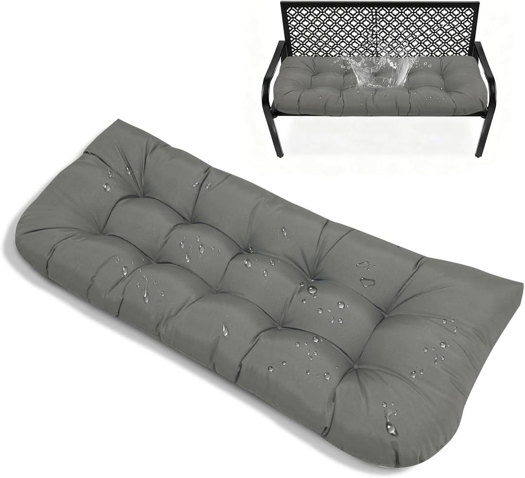Indoor/Outdoor Bench Cushion for Garden Furniture Patio Lounger 51x 20 in Thickened Tufted Waterproof Bench Cushions for Outdoor Furniture Loveseat Swing Dark Grey