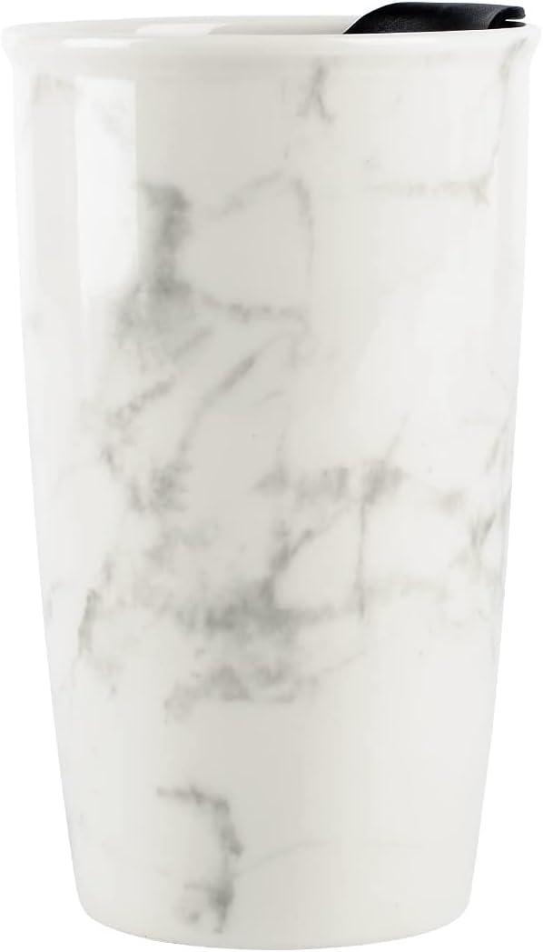 ANTIS'S HOME Ceramic Coffee Mug with Lid, Marble Double Wall Coffee Travel Mug Ceramic Tumbler 12 oz, Reusable Tall Cup, Splash Resistant Lid, Dishwasher Microwaveable Safe