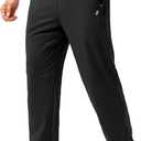 Pudolla Men's Athletic Pants with Zipper Pockets Stretch Workout Sweatpants Lightweight Running Joggers for Men (Black, L)