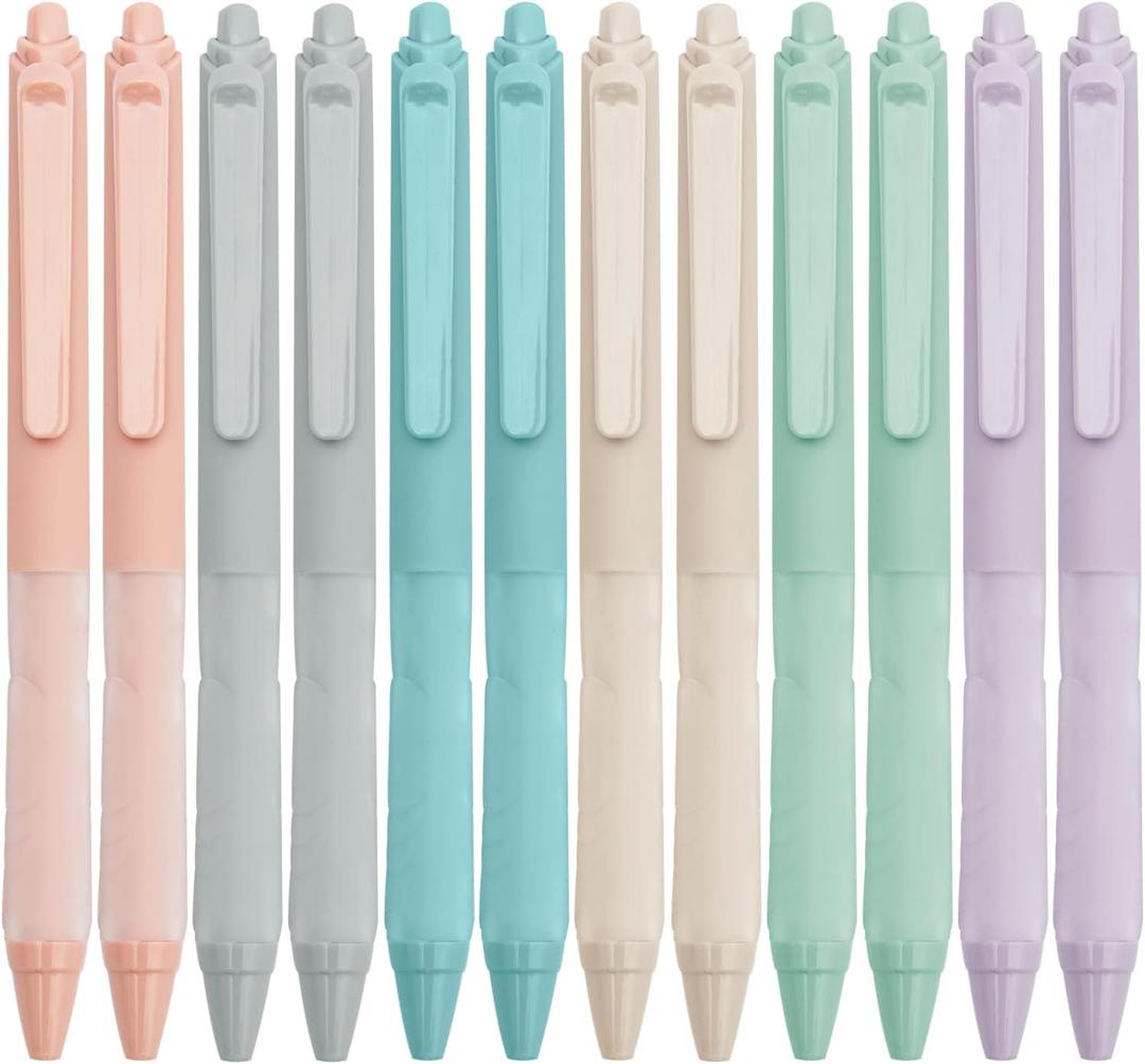 Linbsunne Ballpoint Pens Medium Point 1mm Black Pen with Super Soft Grip Ball Point Pen for Men Women Retractable Pens (12-pack)