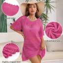 2 x Women Swimsuit Coverup Crochet Bathing Suit Beach Cover Ups Summer Knit Bikini Beachwear Pullover 2025 Swimwear Dress (Purple, M)