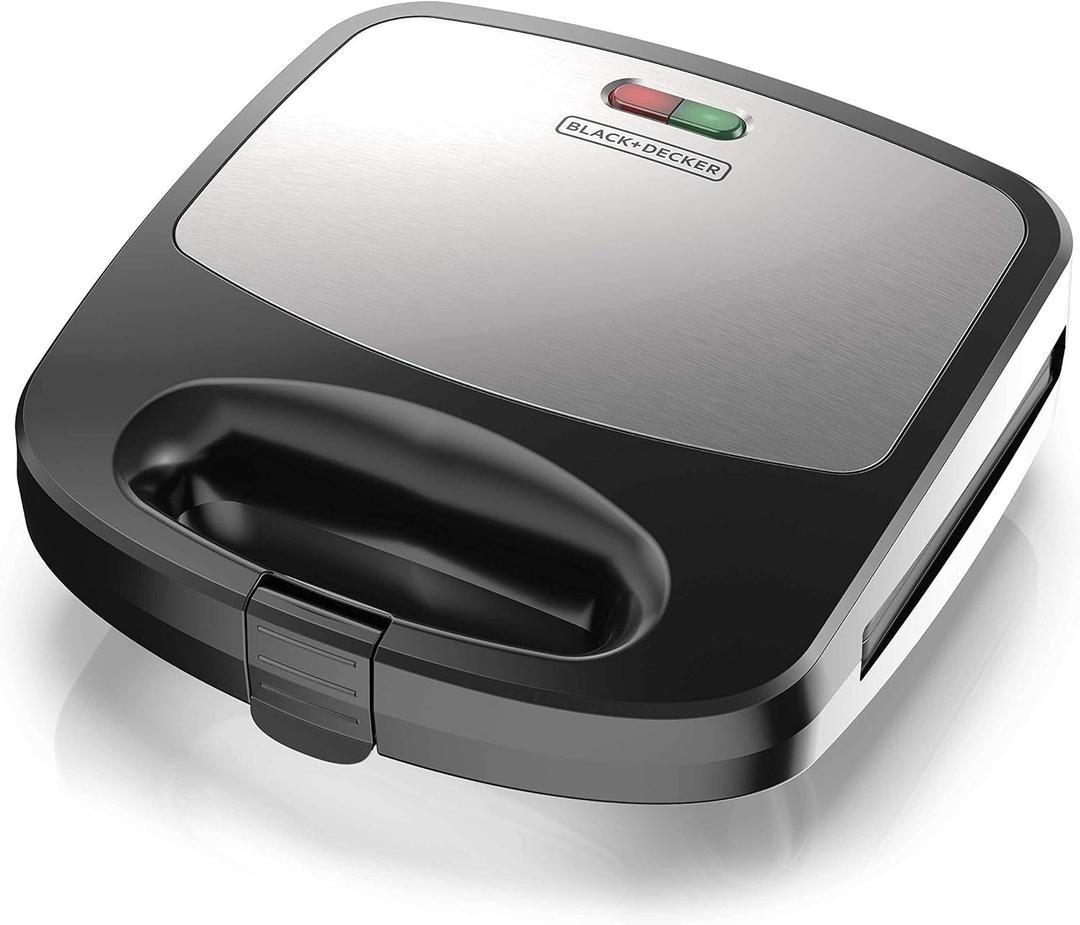 BD Waffle Iron Morning Station (Compact Design, Black/Silver)