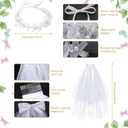 Funtery 6 Pcs First Communion Veils Girls Catholic Set 1st Communion Wreath Veil Headpiece Sock Necklace Bracelet Kid Wedding
