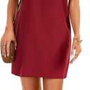 Rooscier Women's Button Down Collared Neck Side Pockets Short Sleeves Casual Mini Dress (Medium)