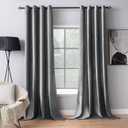 MIULEE 2 Panels Velvet Curtains Solid Soft Grommet Grey Curtains Blackout Thermal Insulated Soundproof Room Darkening Curtains/Drapes/Panels for Living Room Bedroom 52 x 90 Inch