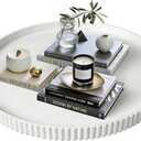 Gurfuy 24" Round Extra Large Ottoman Serving Tray - Rustic Wooden Table Tray for Farmhouse Decorative Oversized Coffee Table Trays Living Room Kitchen Counter Breakfast White