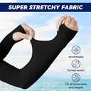 Arm Sleeves for Men Women to Cover Arms with Thumb Holes, Sun UV Protection Arm Warmers, for Volleyball Football Golf (Black)