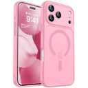 CANSHN Magnetic Compatible with iPhone 17 Pro Max Case, Upgraded [Full Camera Protection] [Compatible with Magsafe] [Translucent Matte] Shockproof Protective Phone Cover 6.9 Inch - Pink