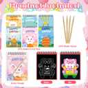 24 Pack Scratch Books Easter Party Favors, Rainbow Scratch Notebook Paper Bulk for Kids Student Classroom School Gifts Prizes, Easter Basket Goodie Bag Fillers Stuffers