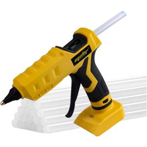 100W Cordless Hot Glue Gun Compatible with DeWalt 20V MAX Battery (Tool Only) High Temp Electric Power Glue Gun with 20PCS Full Size Glue Sticks for Arts Crafts DIY Festival Decor School Home Repair (Yellow & Black)