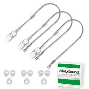 3-Pack Monaural Grey Hearing Aid Anti-Loss Clips for Seniors  Secure Alligator Clip, 3 Silicone Ring Sizes 7/9/9mm, Comfortable & Compatible with Multiple Models