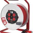 CRAFTSMAN 75 Ft. Contractor Retractable Extension Cord Reel with 4 Grounded Outlets, Heavy-Duty Steel Drum, 12AWG SJTW Cable, CSA Certified