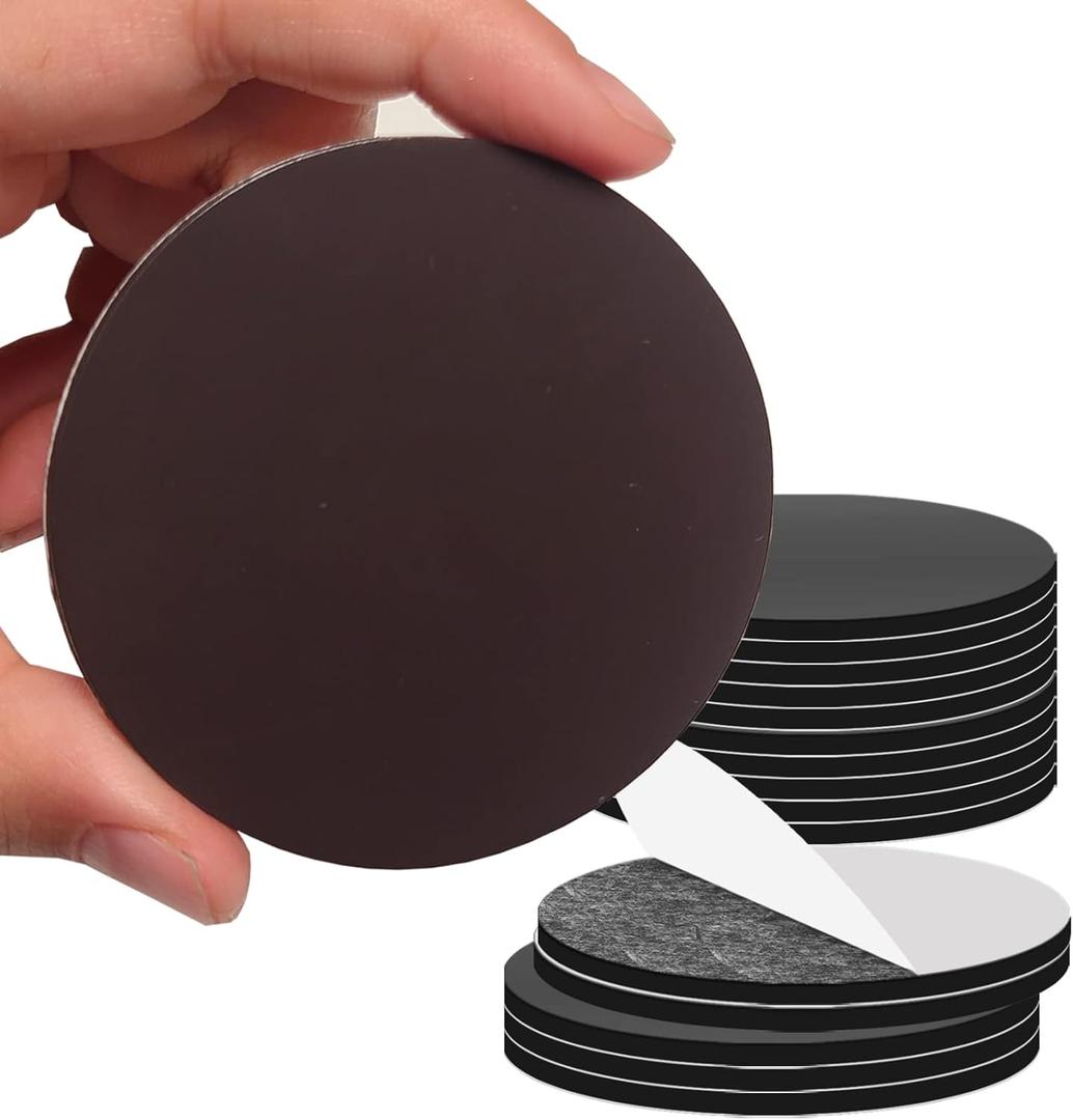 Round Magnet Dots with Adhesive Backing - Flexible Circle Magnetic Dot with Self Adhesive for Crafts DIY School Office Home, 15 Pcs, 55mm Dia (2.2") x 0.08" Thick