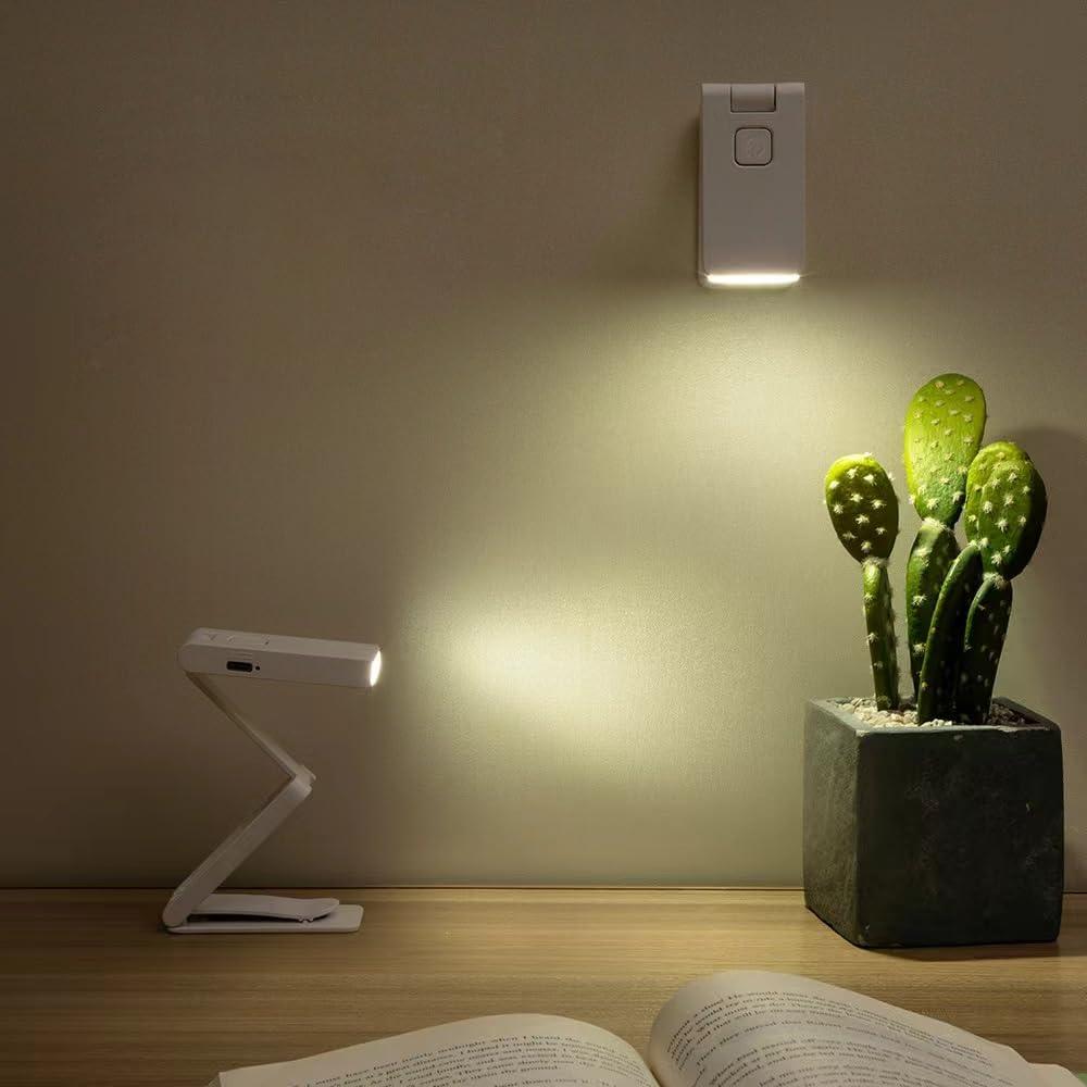 10 x LED Mini Rechargeable Portable Reading Light, Foldable Desktop Work and Study Light, Clip On Book BedHead Warm Lamp, 3 Color Temperature Stepless Dimming Small Book Accessories.