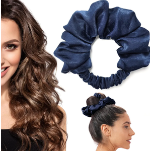 BLINKEEN Heatless Curling Scrunchie, Heatless Hair Curler to Sleep In, No Heat Curls for Long Hair, Soft Sleep Hair Roller (Navy blue)