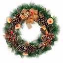 20 Inch Christmas Wreath - Christmas Front Door Wreath Ornament with LED Lights Pinecone Berries Artificial Pine Garland for Party Table Fireplaces Porch Walls New Years Home Decor
