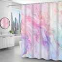 Colorful Marble Shower Curtain Modern Design Pink Purple Blue Curtain for Bathroom Gold Glitter Abstract Marble Shower Curtain with Hooks Waterproof Fabric Decor 72x96 Inch