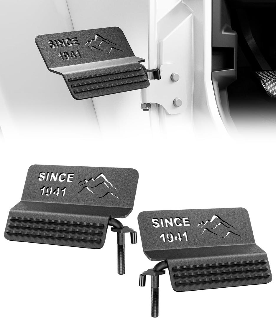 HOCHO Foot Pegs Door Off fit for Jeep Wrangler Gladiator Accessories, 120° Door Hinge Exterior Foot Pegs Fits for 2007-2025 Jeep Wrangler JK JL Accessories& Gladiator JT Accessories