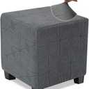 NeColorLife Small Ottoman Cover - Stretch Ottoman Slipcover in Soft Knitted Jacquard for Wohnzimmer Storage Stools (Grey, 1PC)