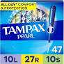 Tampax Pearl Tampons for Women Multipack, with LeakGuard Braid, Regular/Super Absorbency, Unscented, 48 Count, 26 Regular, 22 Super