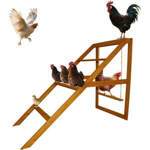 Chicken Perches for Coop with Swing: Roosting Bars for Coop Accessories - Chicken Run Accessories Toy, Wooden Ladder for Pet, Ideal for Backyard Poultry, Farms, Easy to Assemble and Clean (Size 2)