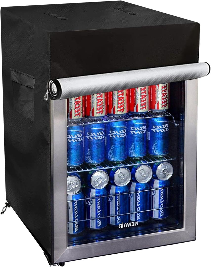Bitubi Upright Freezers Cover,Outdoor Beverage Refrigerator Cover, Waterproof, Dustproof, Sun-Proof, 20" W x 20" D x 33" H. Suitable for most 3.2 Cu.ft Beer or Wine Mini Fridge (Black)