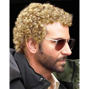 Swiking Mens Curly Afro Wigs Light Blonde Short Wig California Halloween Cosplay Replacement Wigs Rocker Wig for Male Guy(Light Blonde)