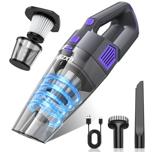 Gxzsk Handheld Vacuum Cordless, 15000PA Strong Suction Hand Held Car Vacuum Cleaner Rechargeable, Portable Hand Vacuum with Multi-Nozzles & Washable Filter for Home Office, Car, Pets